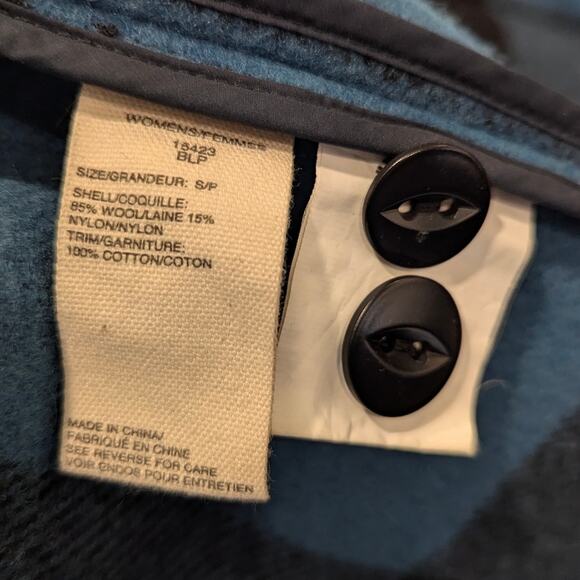 Woolrich Blue Wool Buffalo Plaid Fall Winter Coat Small - Picture 6 of 8